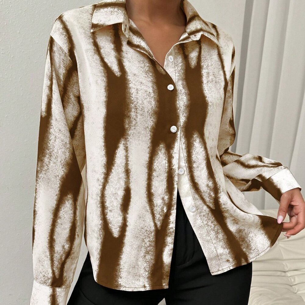 Brown Casual Women's Long Sleeve Shirt - Picture 5 of 6